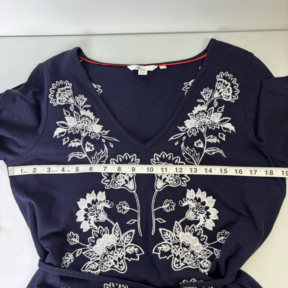 Boden Clemmie Navy Dress with White Floral Embroidery - Picture 5 of 6